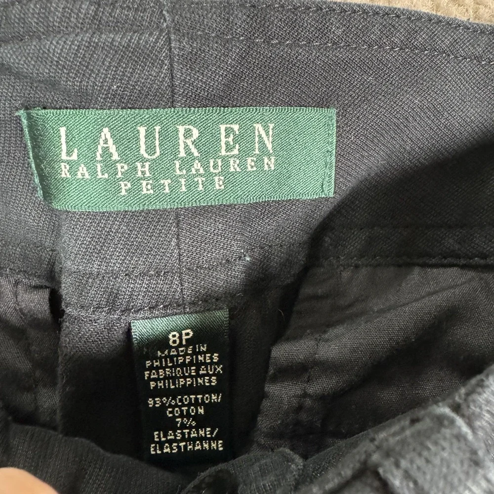 Lauren Ralph Lauren Pants Womens 8P Black Twill Chino Slim Ankle Stretch Pockets